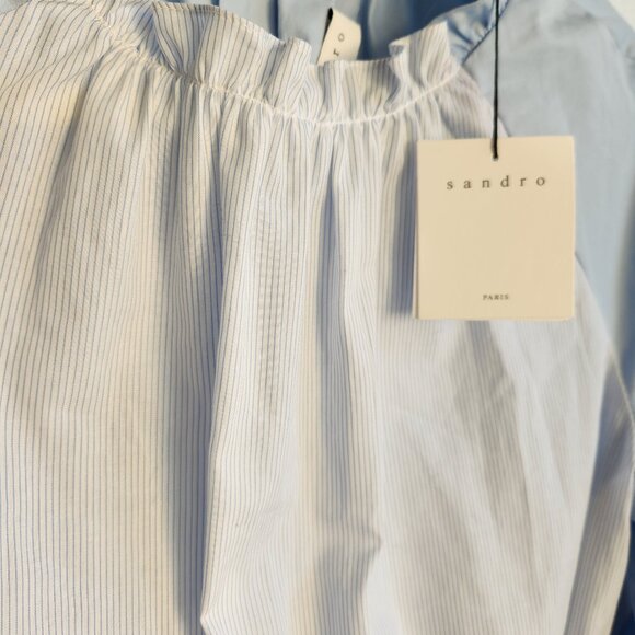 Sz40 NEW Sandro Rosalyn Blue Romper with Ruffle Details - US 8 - Picture 4 of 14